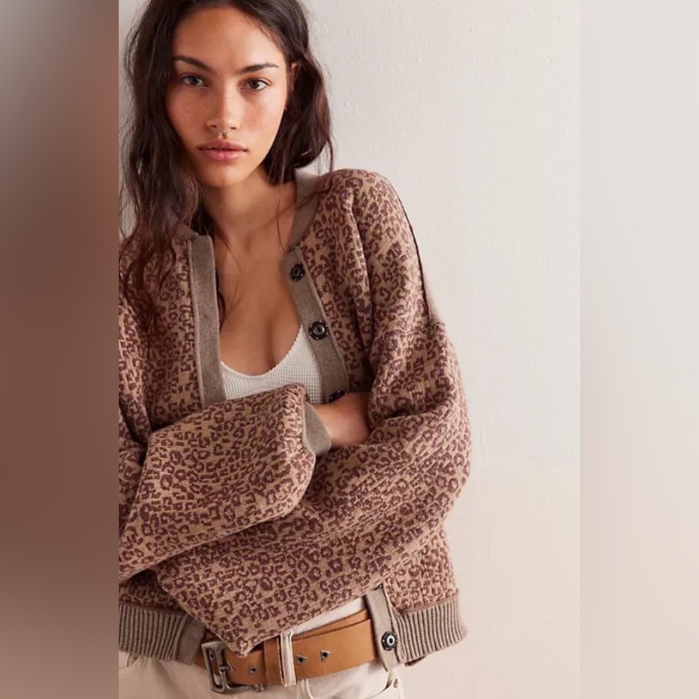 Free People- We the Free- Cheetah Cardi